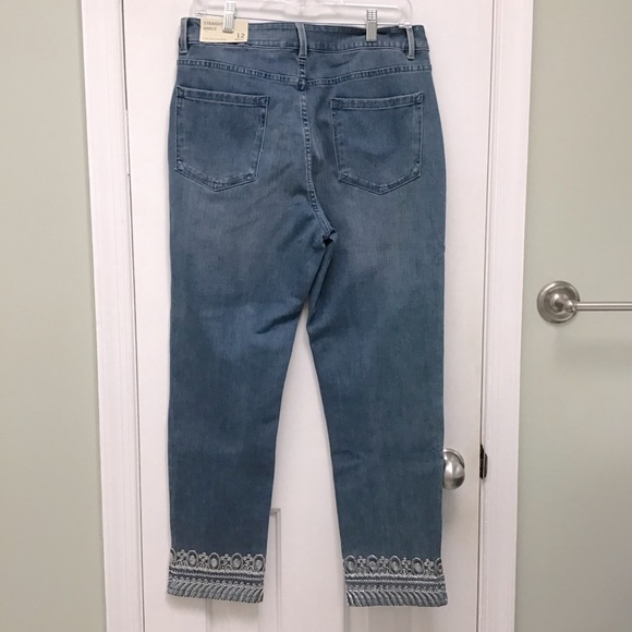 NWT Soft Surroundings silver embellished ankle jeans - size 12 - Picture 2 of 7